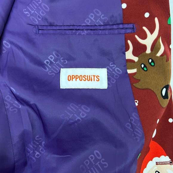 Oppo Suits Christmas Holiday Santa/ Rudolph Red Mens Suit Jacket - Picture 4 of 10